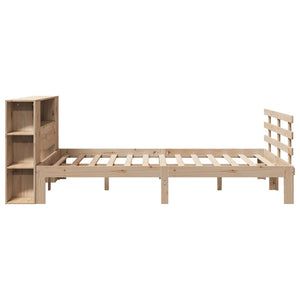 Letto Libreria senza Materasso-Struttura Letto con contenitore 140x200 cm in Legno di Pino 358009