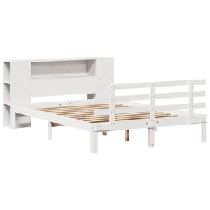 vidaXL Letto Libreria senza Materasso Bianco 140x200 cm Legno di Pino