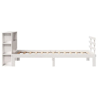 Letto Libreria senza Materasso-Struttura Letto con contenitore Bianca 90x200 cm Legno di Pino 193865