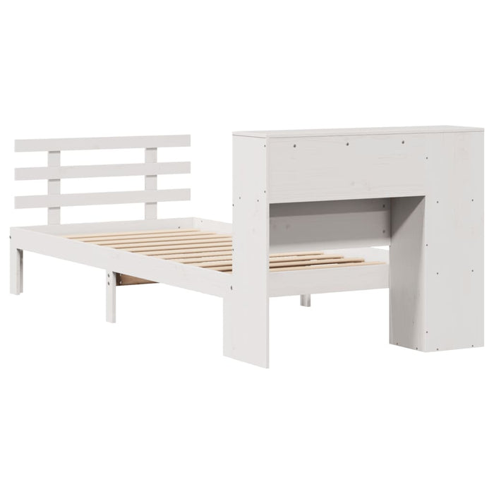 Letto Libreria senza Materasso-Struttura Letto con contenitore Bianca 90x200 cm Legno di Pino 193865