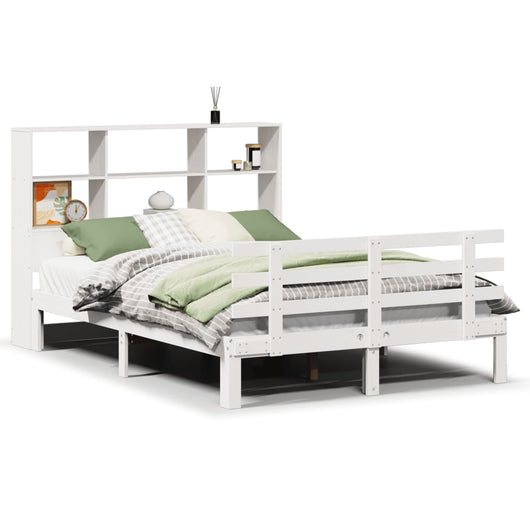Letto Libreria senza Materasso-Struttura Letto con contenitore Bianco 120x190 cm Legno di Pino 283973