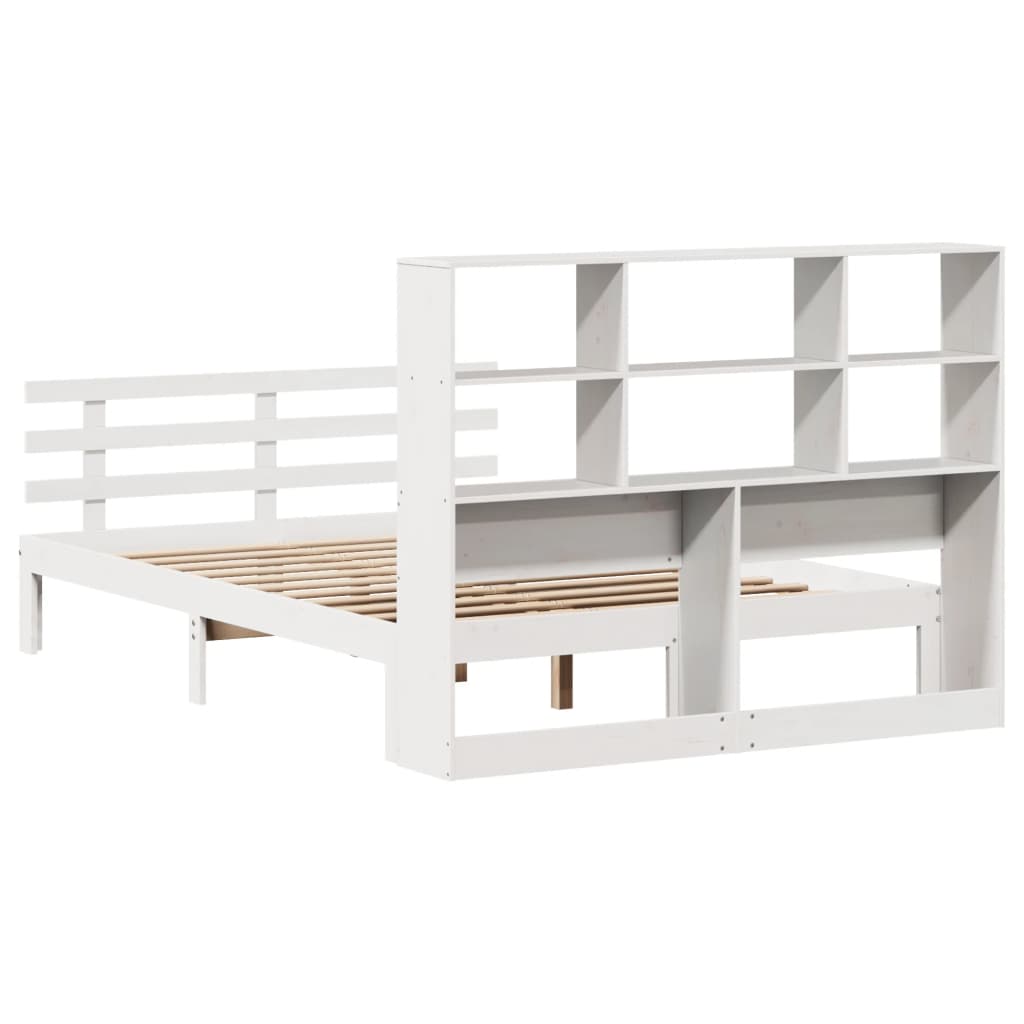 Letto Libreria senza Materasso-Struttura Letto con contenitore Bianco 120x190 cm Legno di Pino 283973