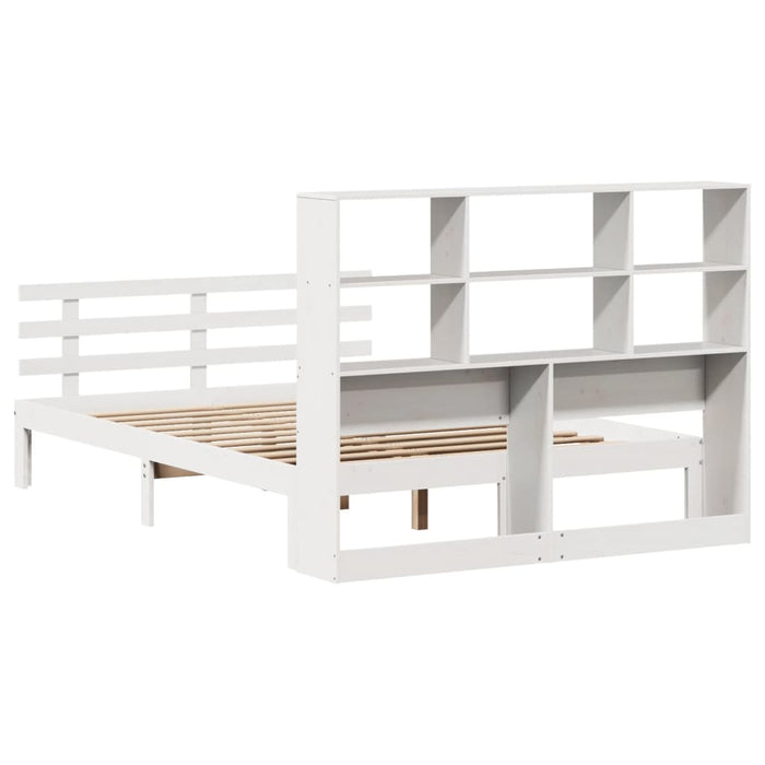 Letto Libreria senza Materasso-Struttura Letto con contenitore Bianco 120x190 cm Legno di Pino 283973