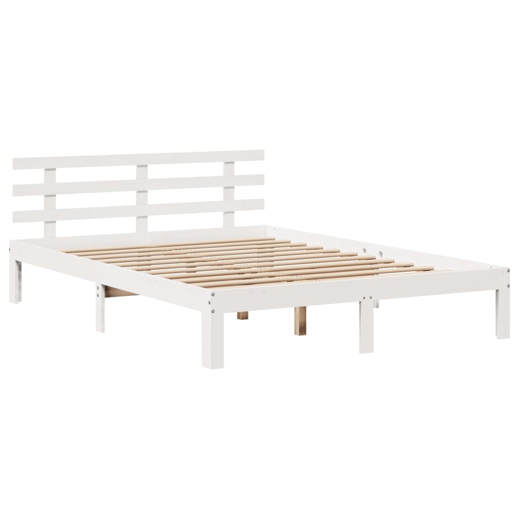 Letto Libreria senza Materasso-Struttura Letto con contenitore Bianco 120x190 cm Legno di Pino 283973