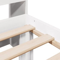 Letto Libreria senza Materasso-Struttura Letto con contenitore Bianco 90x190 cm Massello Pino 917406