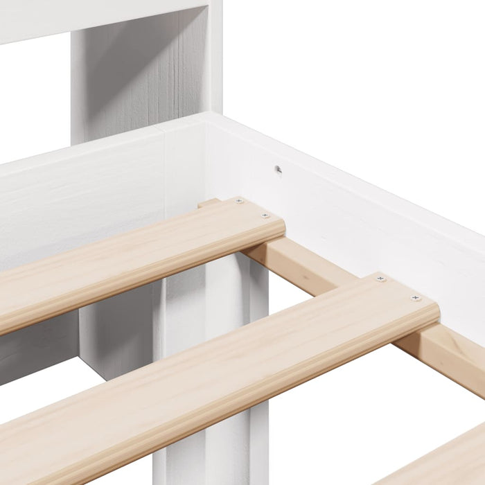 Letto Libreria senza Materasso-Struttura Letto con contenitore Bianco 90x190 cm Massello Pino 917406