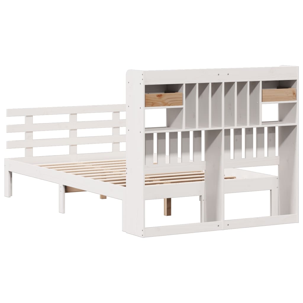 vidaXL Letto Libreria senza Materasso Bianco 135x190 cm Legno di Pino