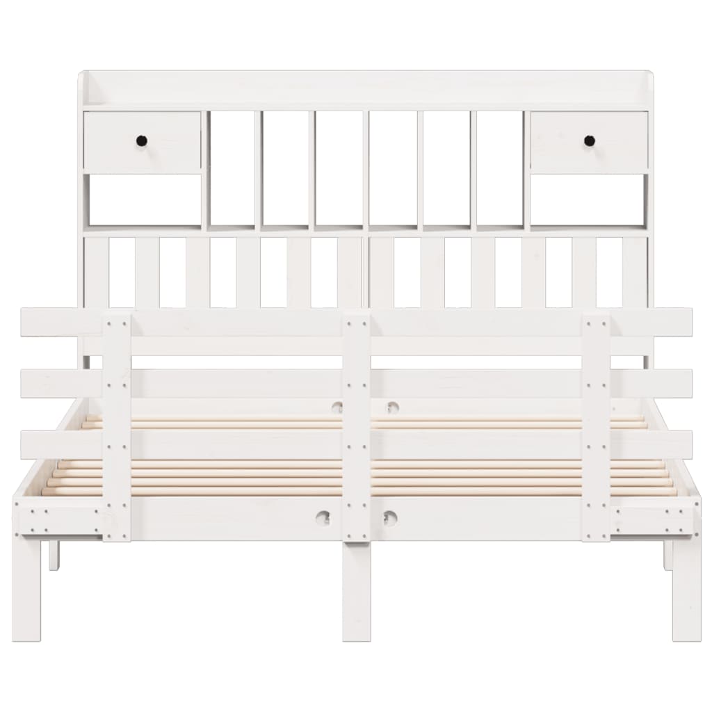 Letto Libreria senza Materasso Bianco 140x200 cm Legno di Pino