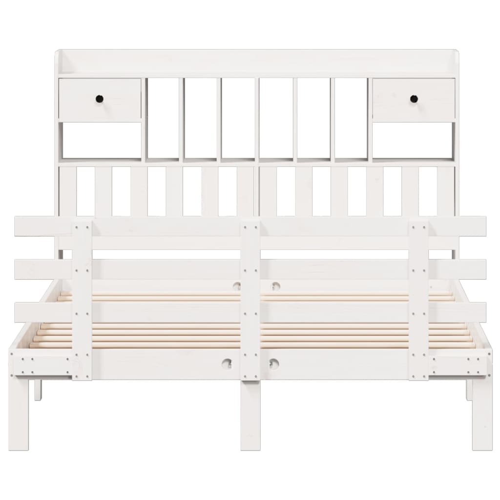 Letto Libreria senza Materasso Bianco 160x200 cm Legno di Pino 3322801
