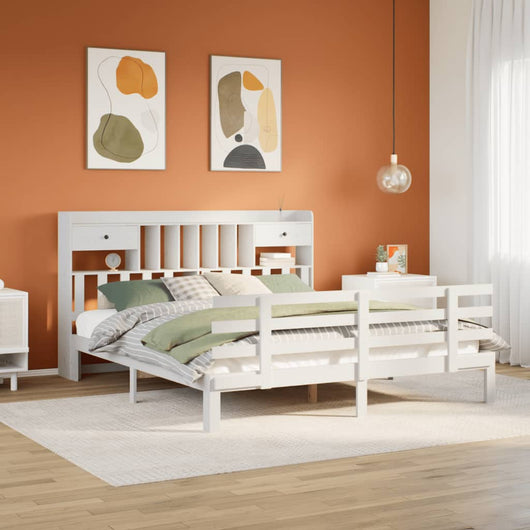 Giroletto con Libreria senza Materasso-Struttura Letto con contenitore 180x200 cm in Legno Pino 412917