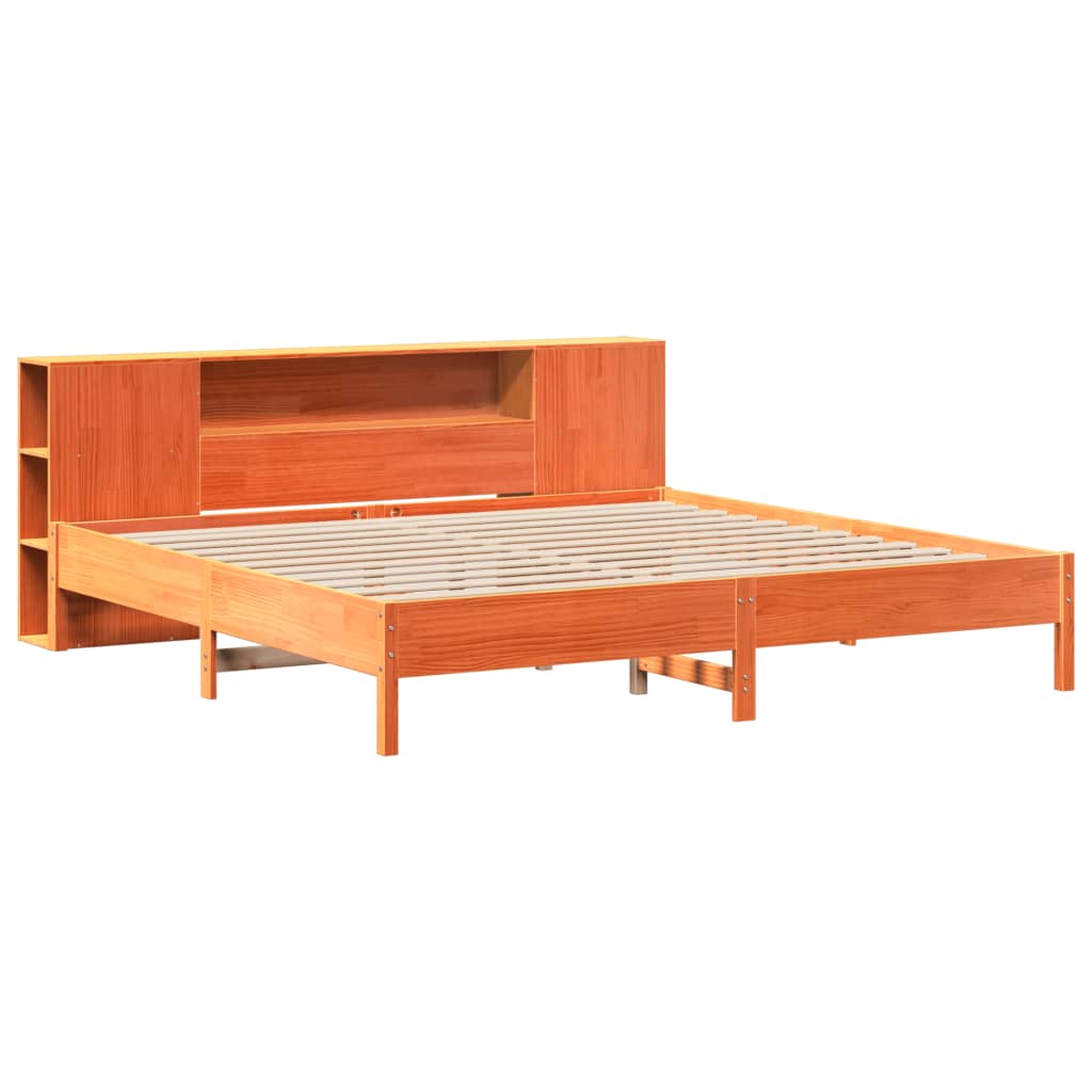 vidaXL Letto Libreria senza Materasso Marrone Cera 200x200 cm in Pino