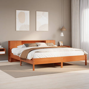 vidaXL Letto Libreria senza Materasso Marrone Cera 200x200 cm in Pino