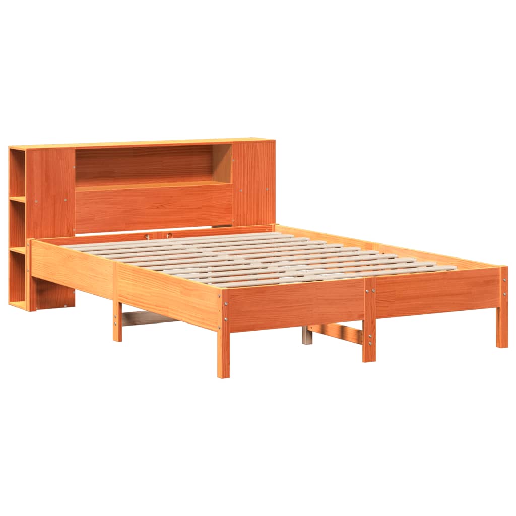 Letto Libreria senza Materasso Marrone Cera 150x200 cm in Pino 3322830