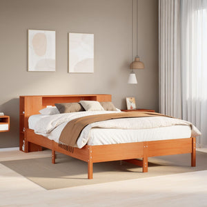 Letto Libreria senza Materasso Marrone Cera 150x200 cm in Pino 3322830