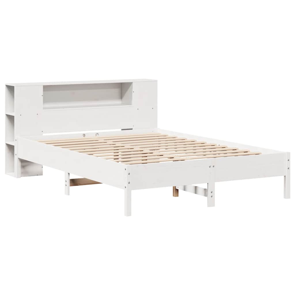 vidaXL Letto Libreria senza Materasso Bianco 135x190 cm Legno di Pino