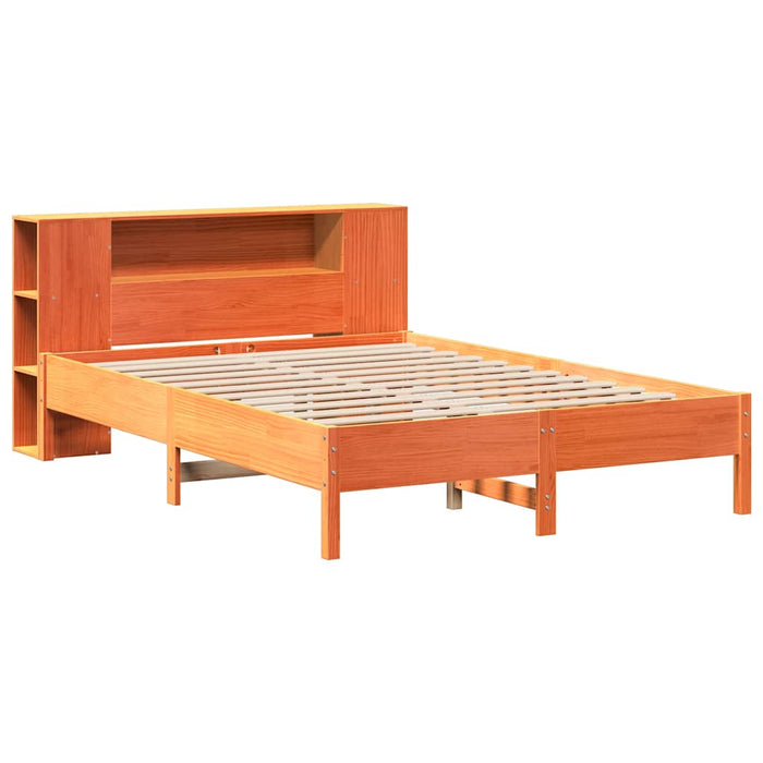 vidaXL Letto Libreria senza Materasso Marrone Cera 135x190 cm in Pino