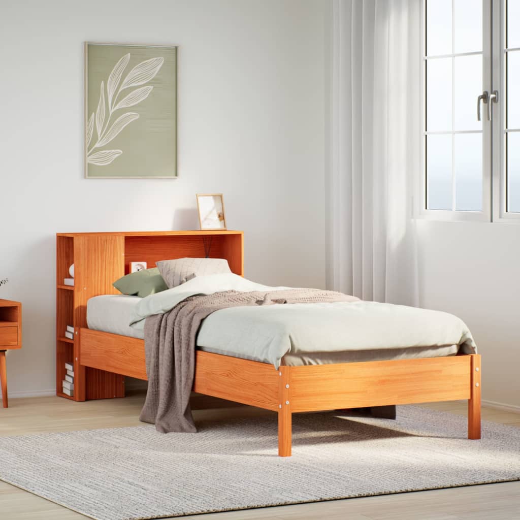 vidaXL Letto Libreria senza Materasso Marrone Cera 75x190 cm in Pino