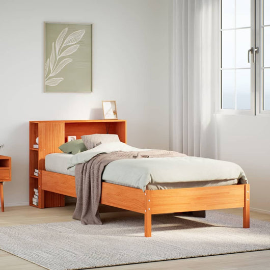 vidaXL Letto Libreria senza Materasso Marrone Cera 75x190 cm in Pino