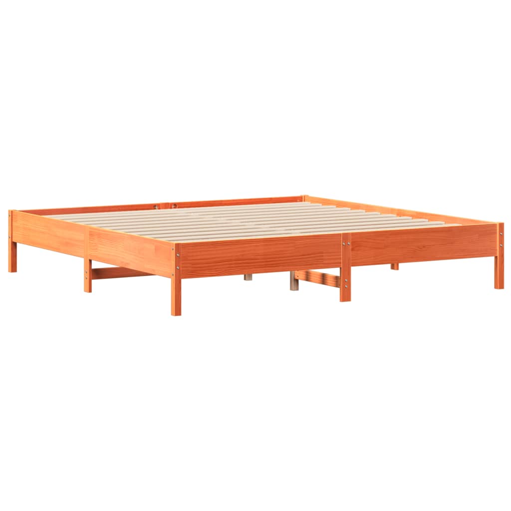 vidaXL Letto Libreria senza Materasso Marrone Cera 200x200 cm in Pino