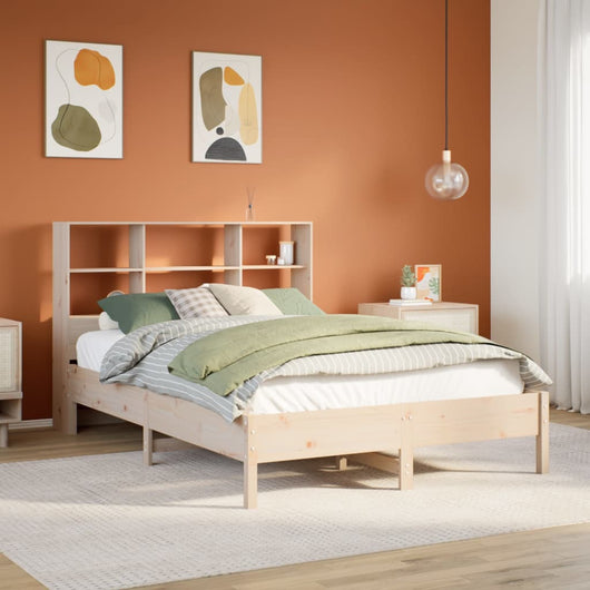 Letto Libreria senza Materasso-Struttura Letto con contenitore 160x200 cm in Legno di Pino 780198