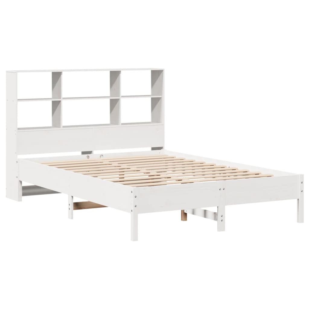 Letto Libreria senza Materasso-Struttura Letto con contenitore Bianco 160x200 cm Legno di Pino 496451