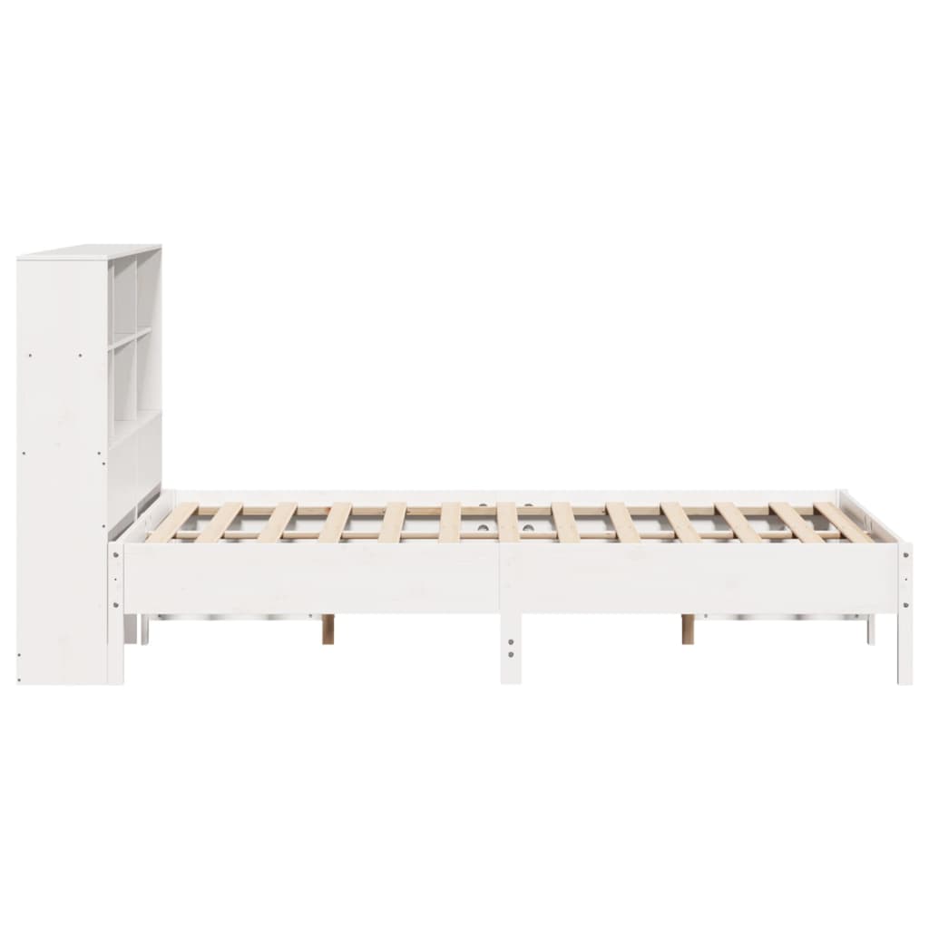 Letto Libreria senza Materasso-Struttura Letto con contenitore Bianco 160x200 cm Legno di Pino 496451