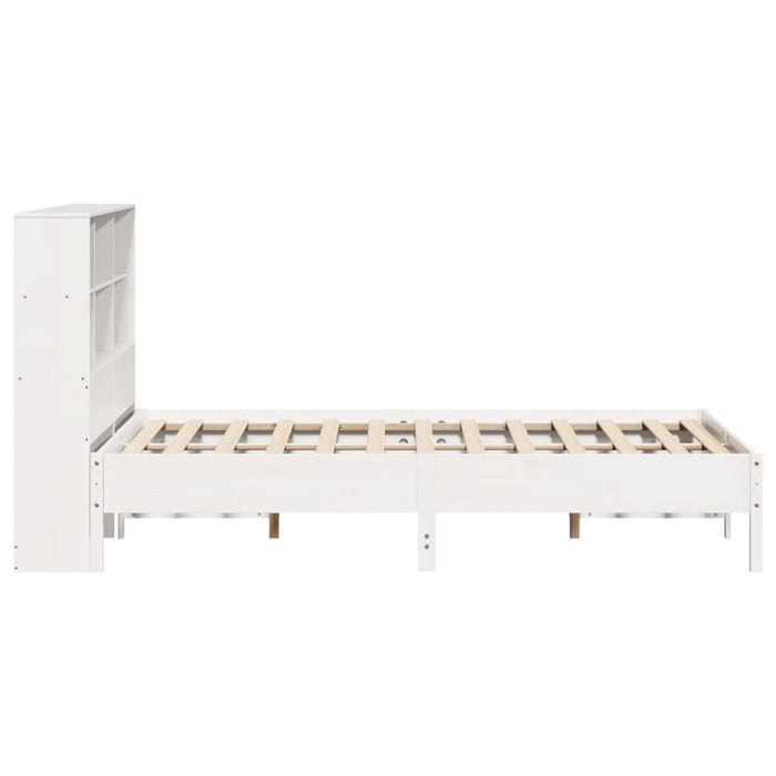 Letto Libreria senza Materasso-Struttura Letto con contenitore Bianco 160x200 cm Legno di Pino 496451