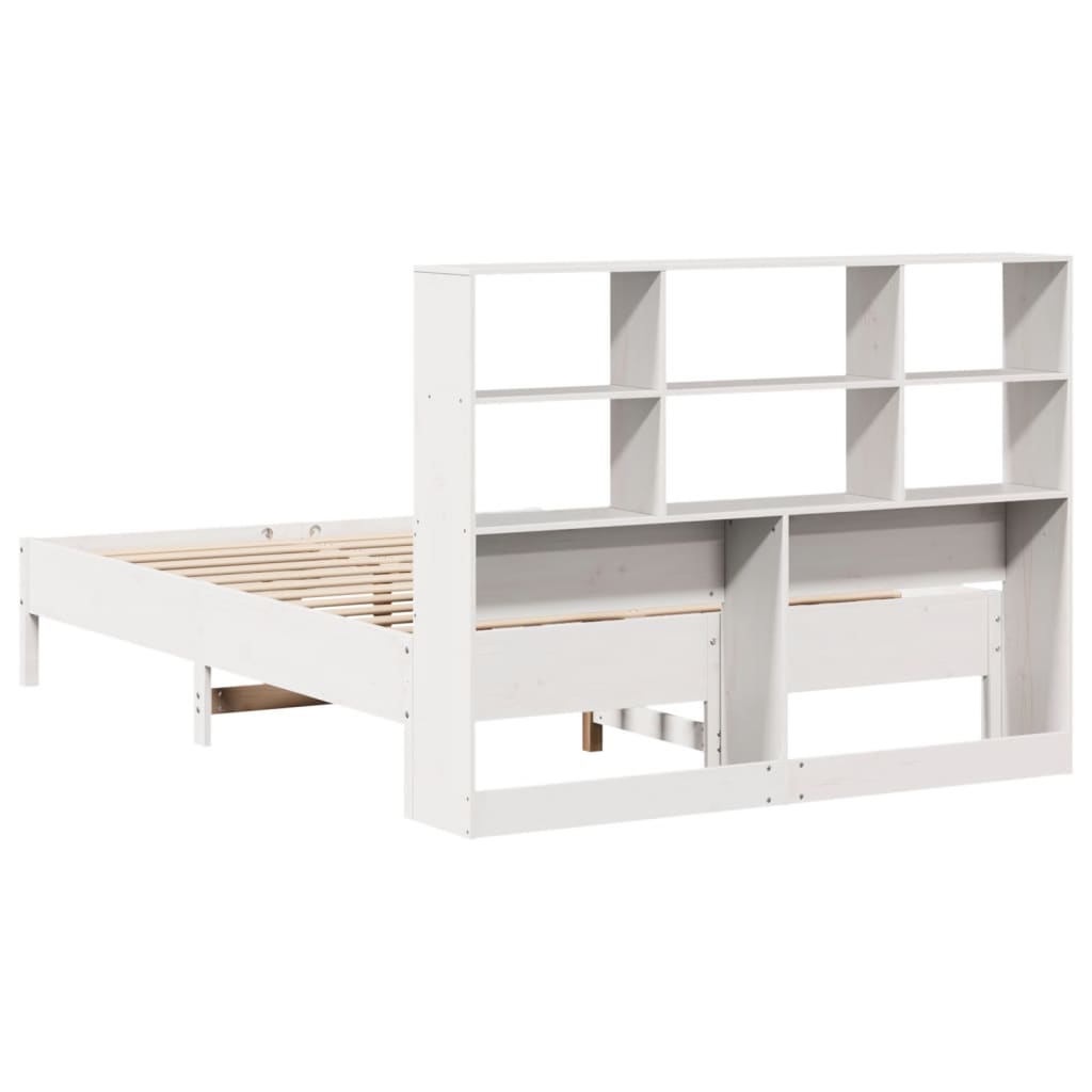 Letto Libreria senza Materasso-Struttura Letto con contenitore Bianco 160x200 cm Legno di Pino 496451