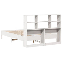 Letto Libreria senza Materasso-Struttura Letto con contenitore Bianco 160x200 cm Legno di Pino 496451