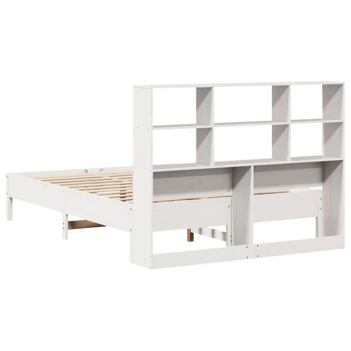 Letto Libreria senza Materasso-Struttura Letto con contenitore Bianco 160x200 cm Legno di Pino 496451