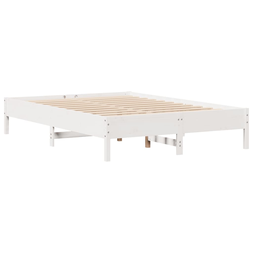 Letto Libreria senza Materasso-Struttura Letto con contenitore Bianco 160x200 cm Legno di Pino 496451
