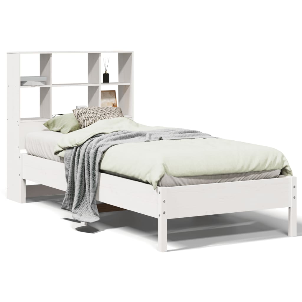 Letto Libreria senza Materasso Bianco 100x200 cm Legno di Pino 3322877