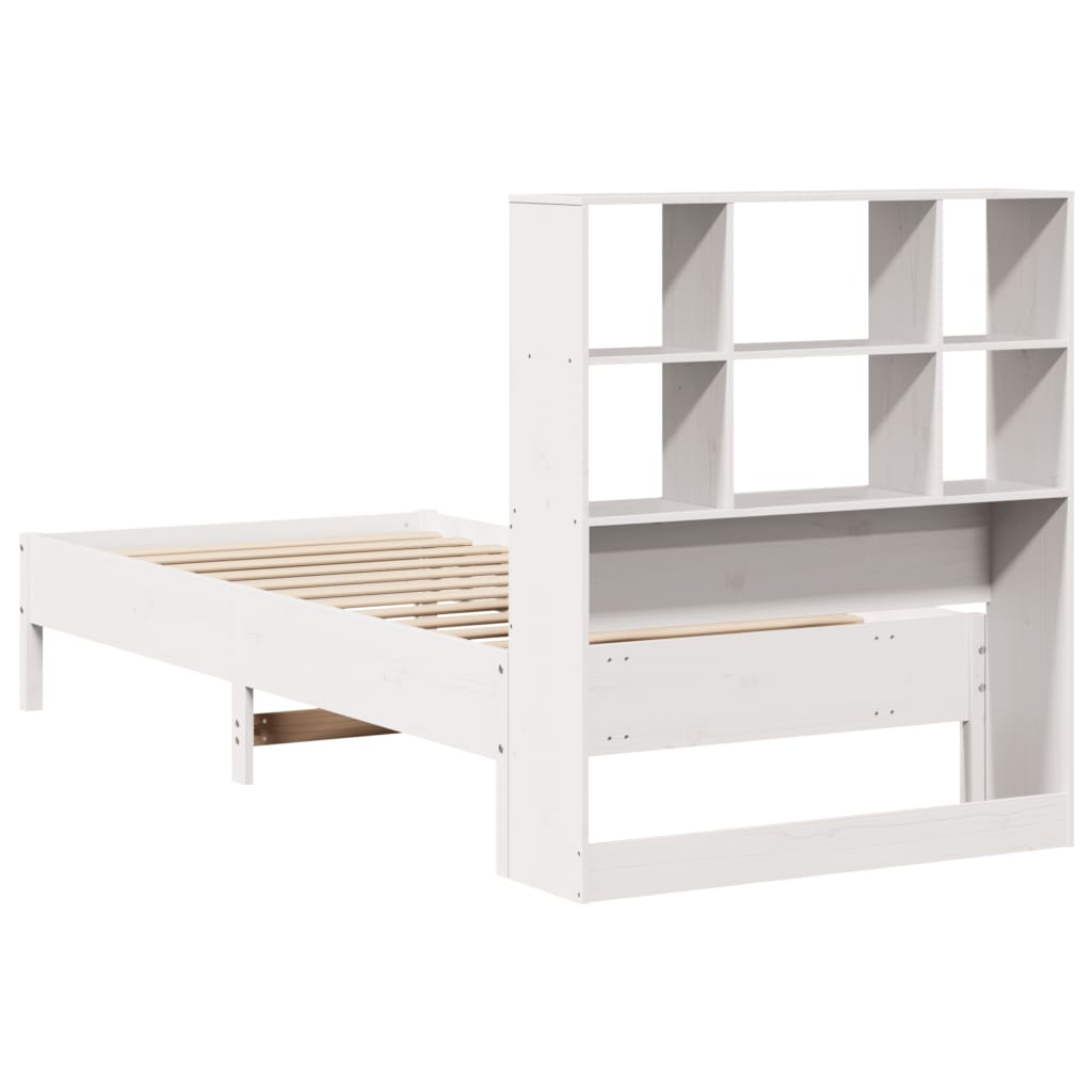 Letto Libreria senza Materasso Bianca 90x200 cm Legno di Pino 3322880