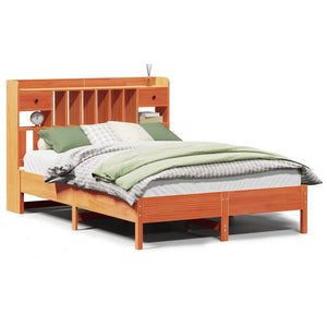 Letto Libreria senza Materasso Marrone Cera 160x200 cm in Pino 3322905