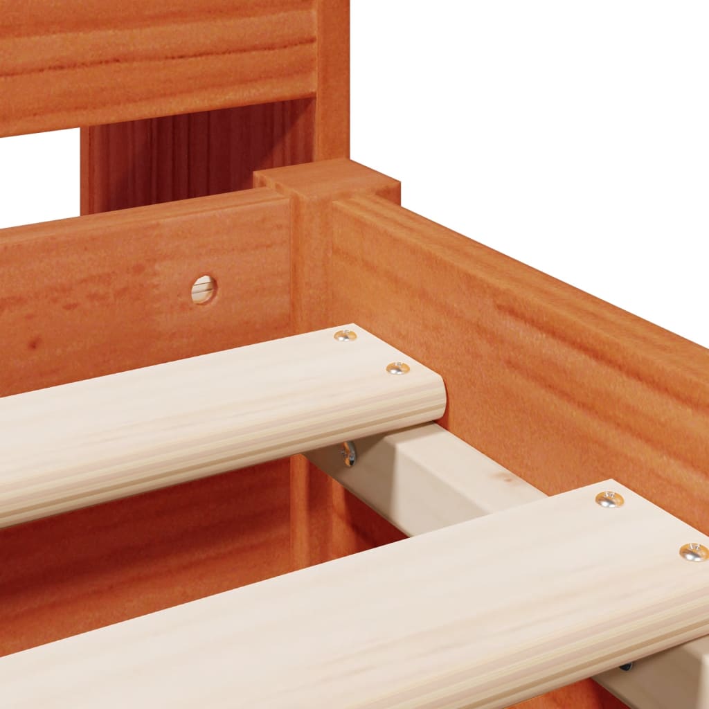 Letto Libreria senza Materasso Marrone Cera 160x200 cm in Pino 3322905