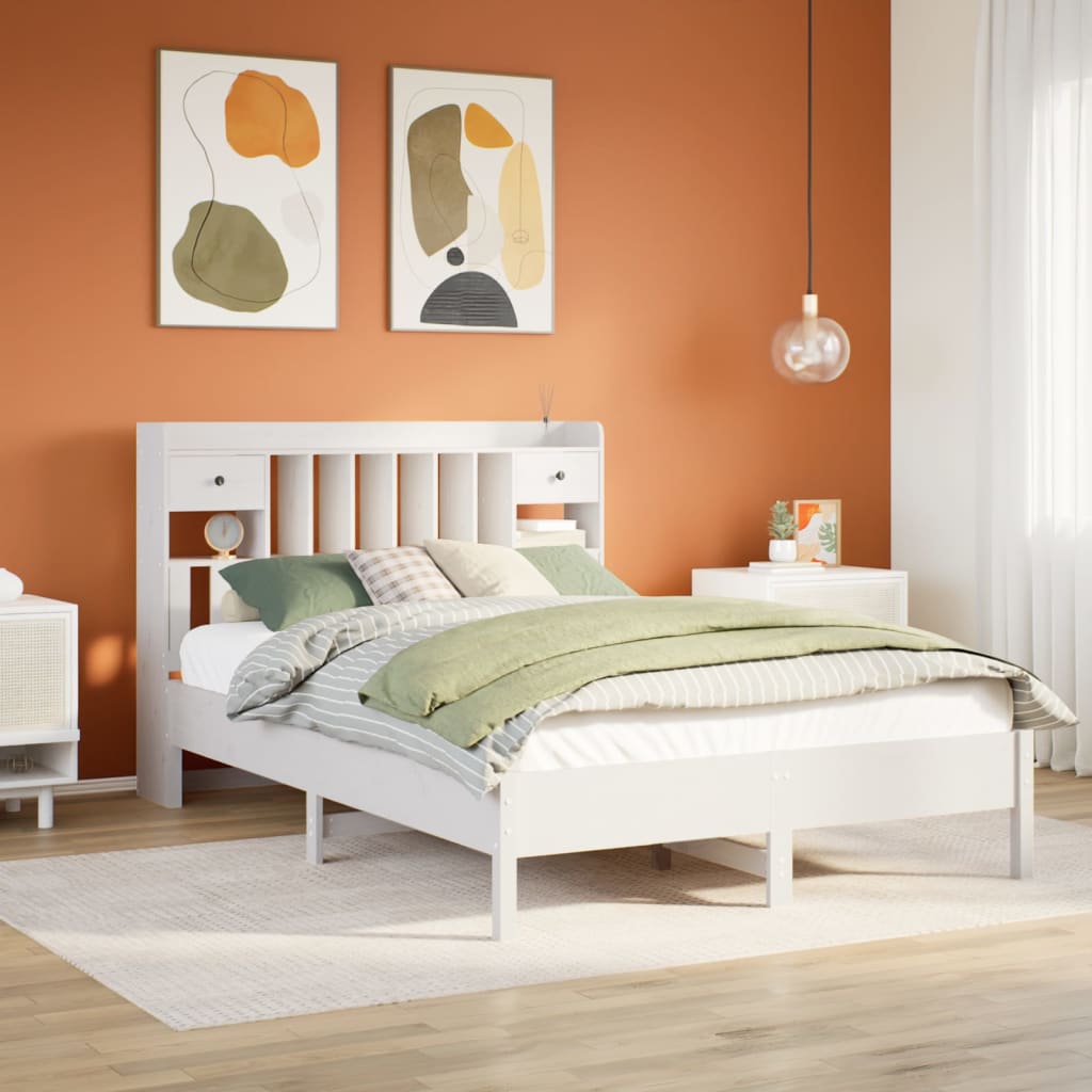vidaXL Letto Libreria senza Materasso Bianco 150x200 cm Legno di Pino