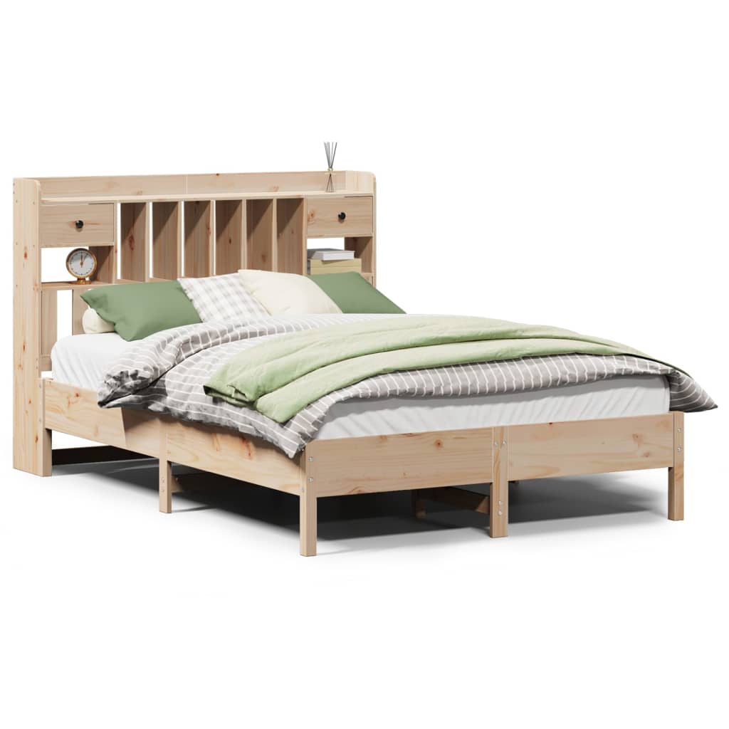 Letto Libreria senza Materasso-Struttura Letto con contenitore 135x190 cm in Legno di Pino 639638