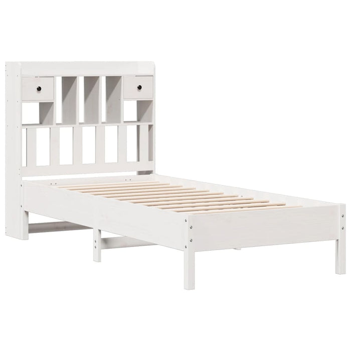 vidaXL Letto Libreria senza Materasso Bianco 90x190 cm Massello Pino