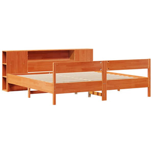 vidaXL Letto Libreria senza Materasso Marrone Cera 200x200 cm in Pino