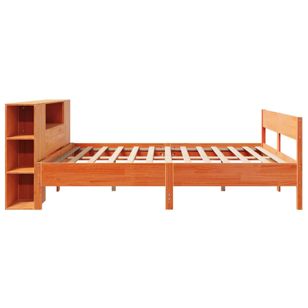 vidaXL Letto Libreria senza Materasso Marrone Cera 200x200 cm in Pino
