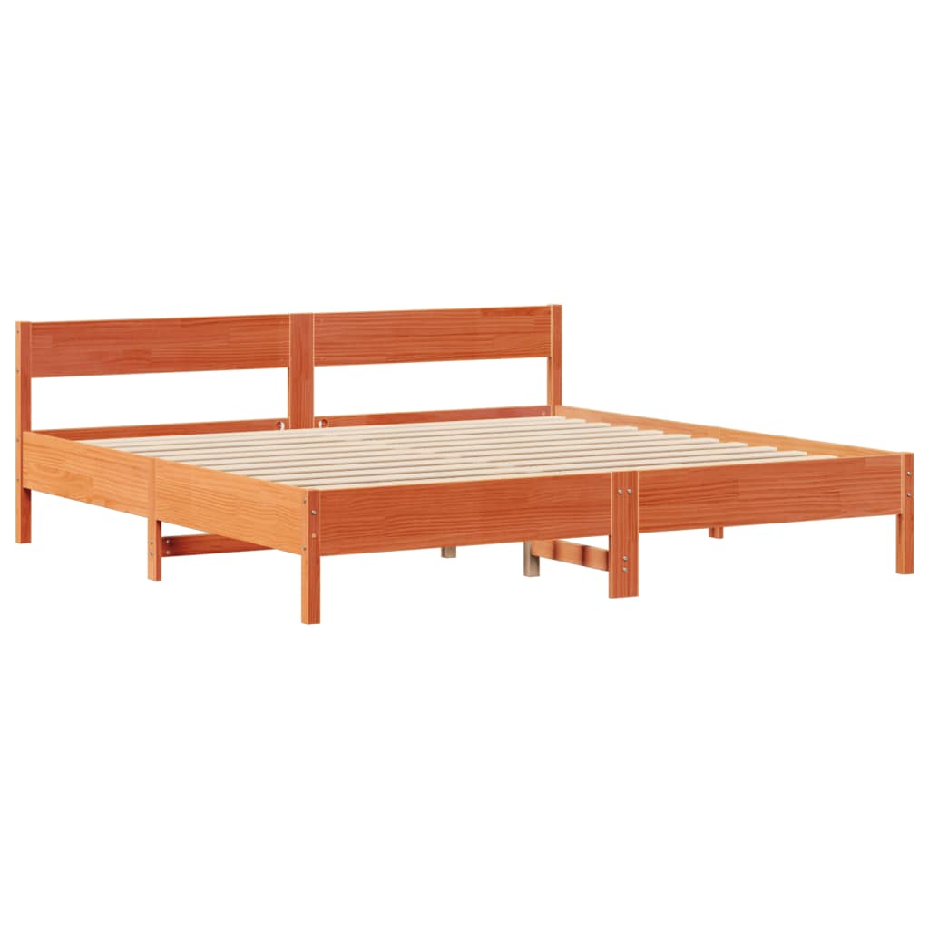 vidaXL Letto Libreria senza Materasso Marrone Cera 200x200 cm in Pino