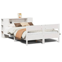 Letto Libreria senza Materasso-Struttura Letto con contenitore Bianco 160x200 cm Legno di Pino 114092