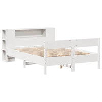 Letto Libreria senza Materasso-Struttura Letto con contenitore Bianco 160x200 cm Legno di Pino 114092