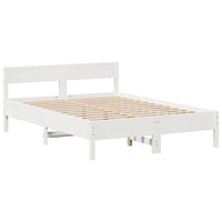 Letto Libreria senza Materasso-Struttura Letto con contenitore Bianco 160x200 cm Legno di Pino 114092