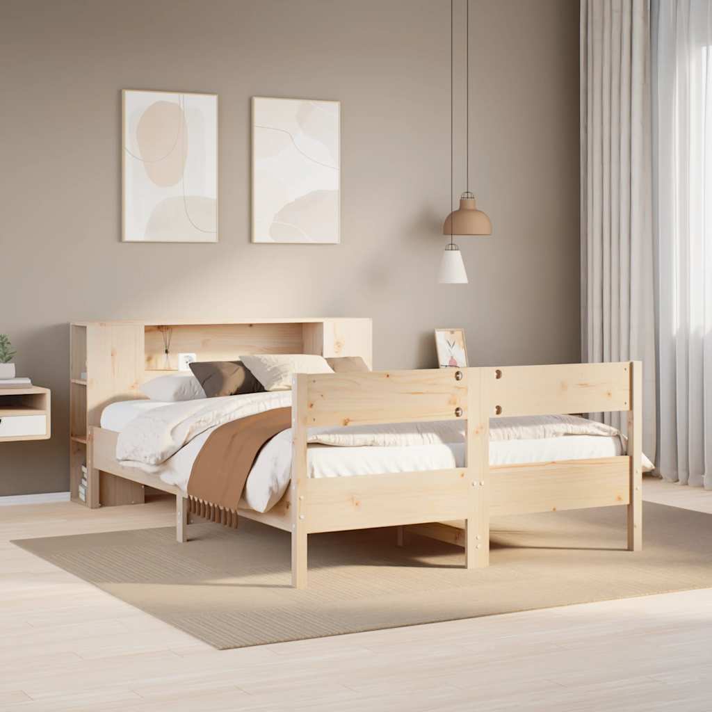 Letto Libreria senza Materasso-Struttura Letto con contenitore 120x200cm Legno Massello di Pino 541083