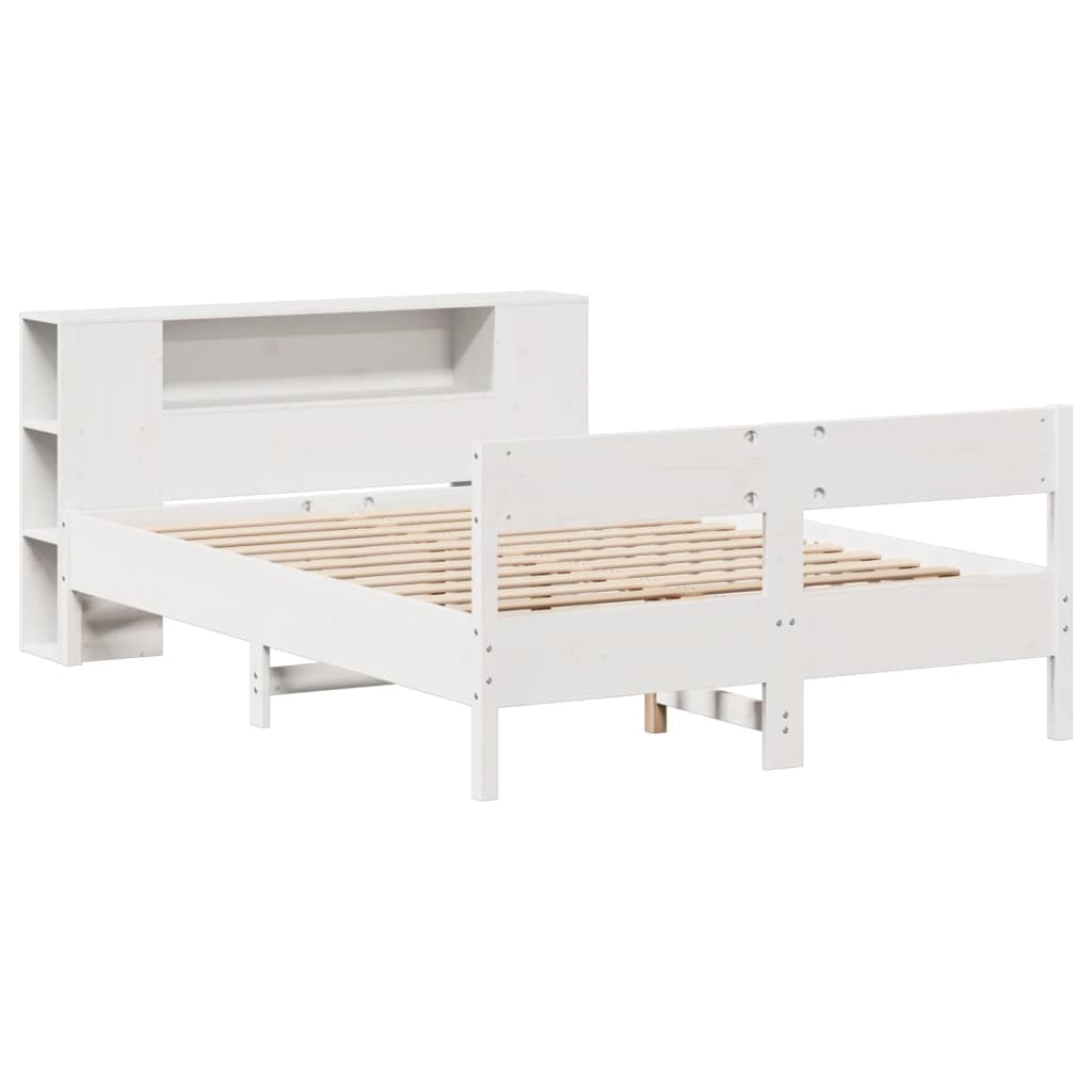 vidaXL Letto Libreria senza Materasso Bianco 135x190 cm Legno di Pino