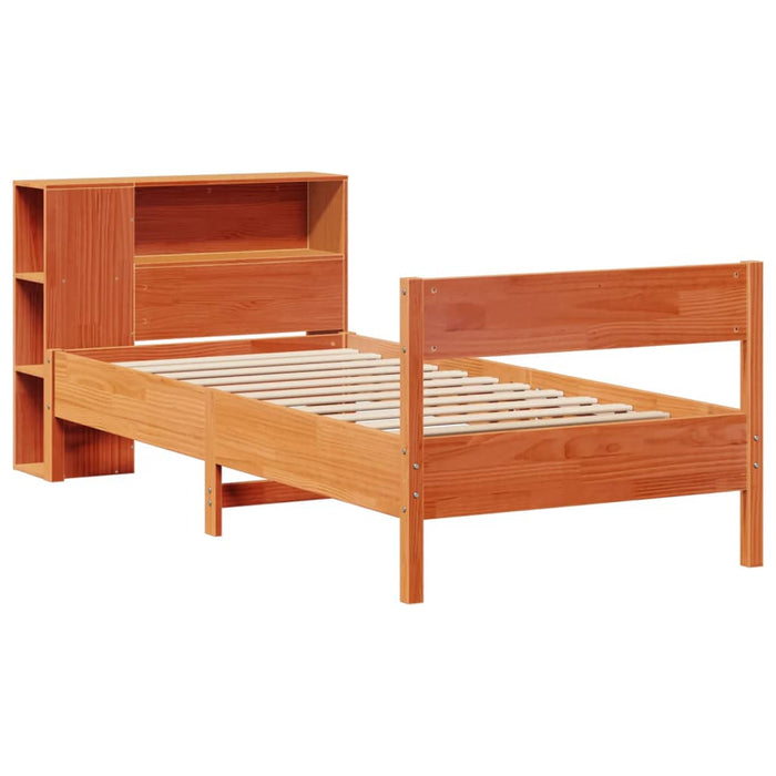 Letto Libreria senza Materasso Marrone Cera 100x200 cm in Pino 3322965