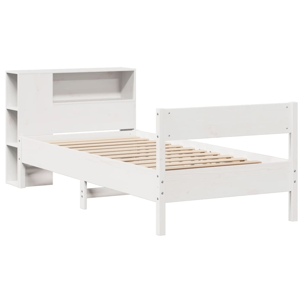 Letto Libreria senza Materasso Bianco 90x190 cm Massello Pino 3322970