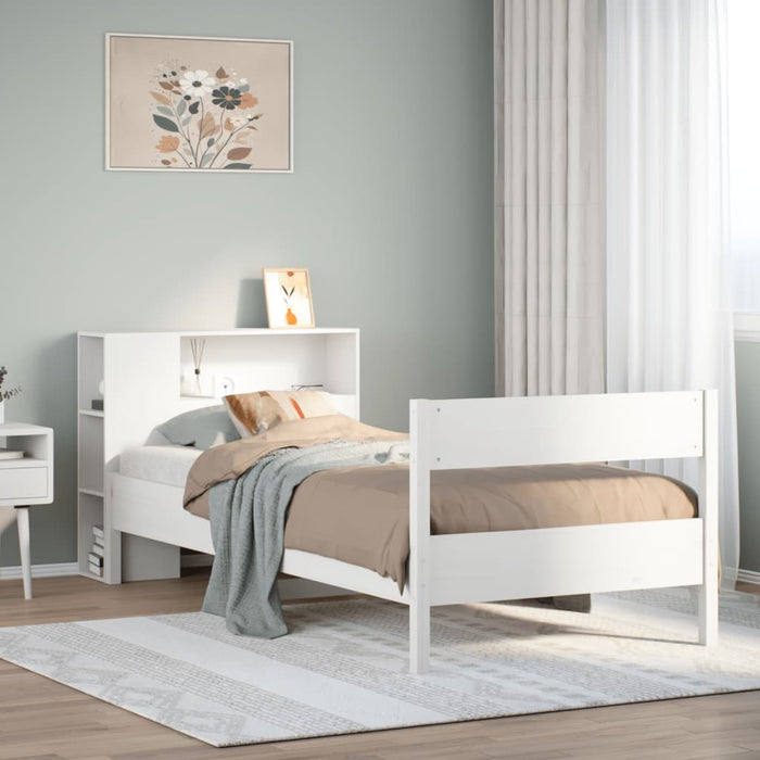 Letto Libreria senza Materasso Bianco 90x190 cm Massello Pino 3322970