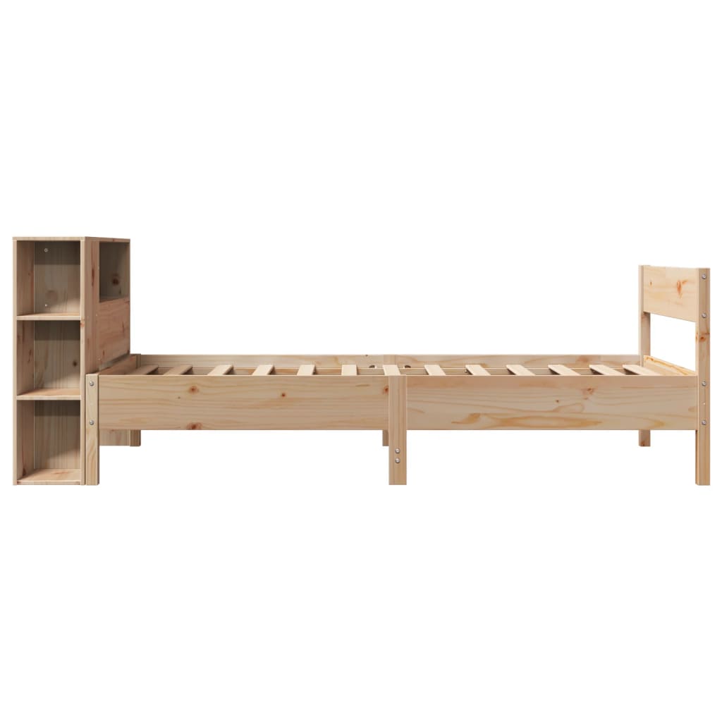 vidaXL Giroletto con Libreria senza Materasso 75x190 cm in Legno Pino